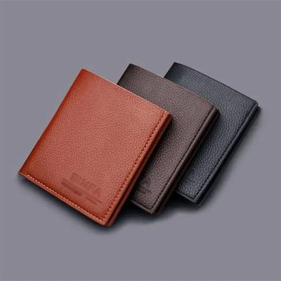 Men's PU Leather Wallet 10x8cm Brown Black Grey