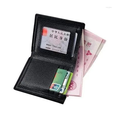 Men's PU Leather Wallet 10x8cm Brown Black Grey