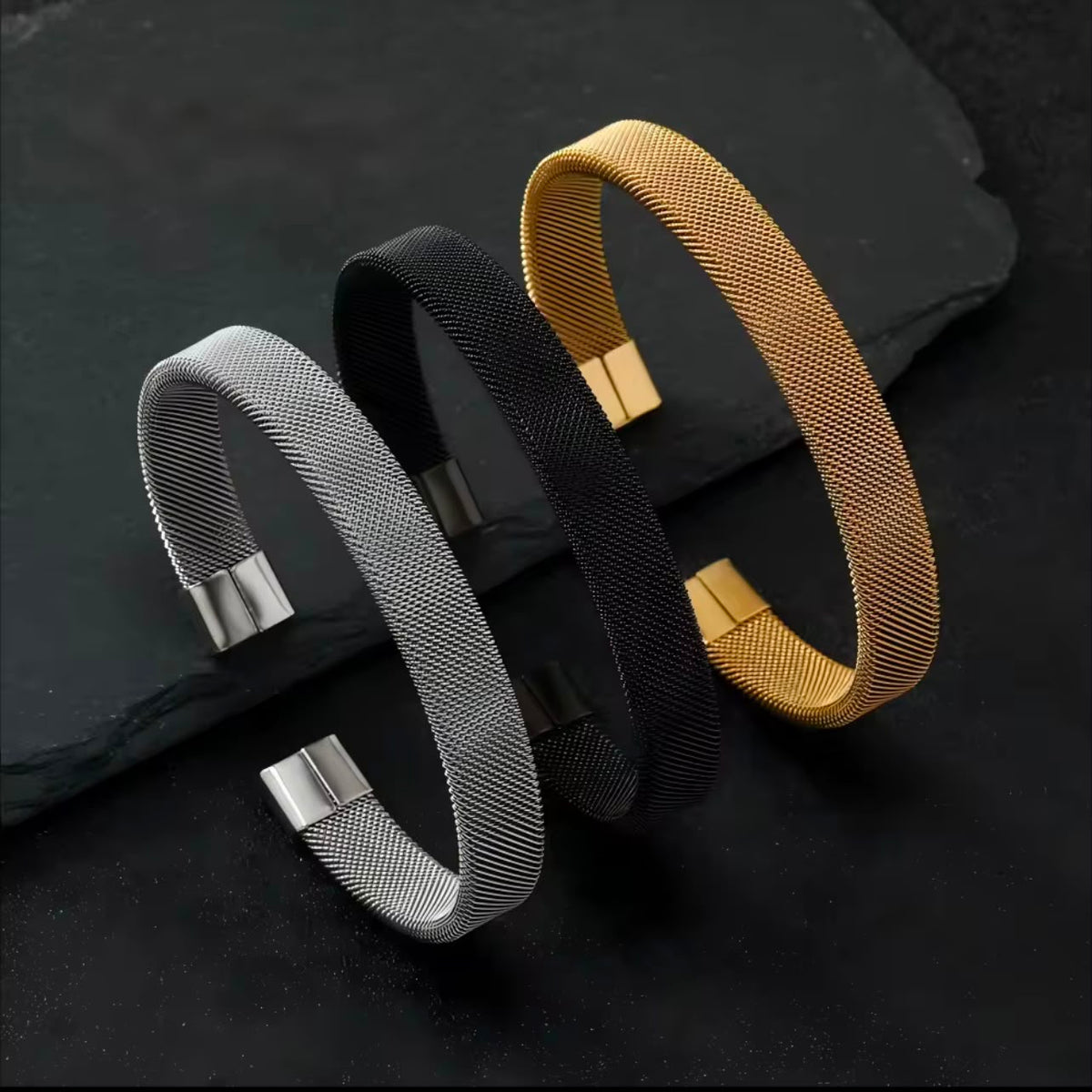 Stainless Steel Mash Bangle Kara Bracelets For Men