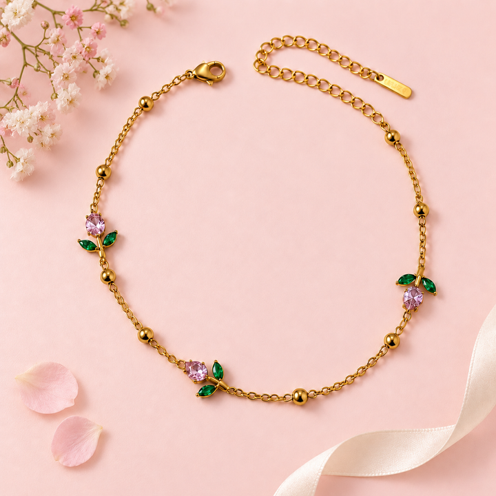 Tulip Anklet - Gold plated