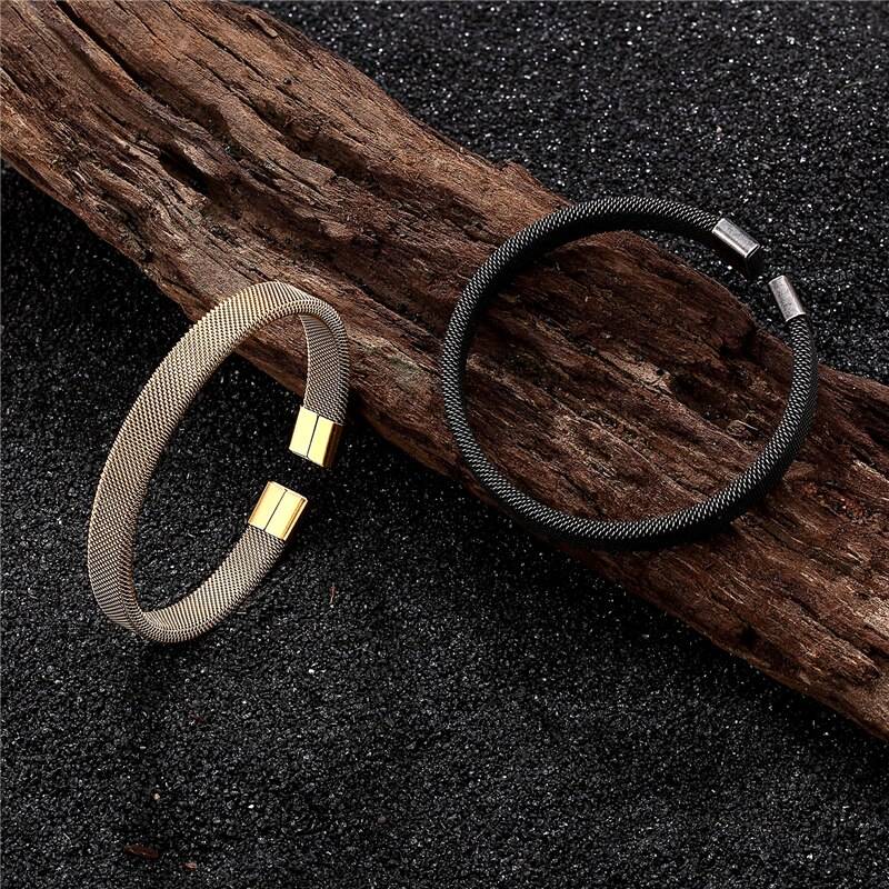 Stainless Steel Mash Bangle Kara Bracelets For Men